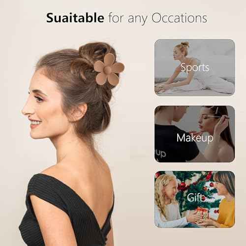 10 Pack Hair Claw Clips, Square Rectangle & Flower Claw Clip Sets, Matte Large Clips for Thick & Thin Hair, Strong Hold Jaw Clamps, Cute Daisy Hair Accessories for Women & Girls