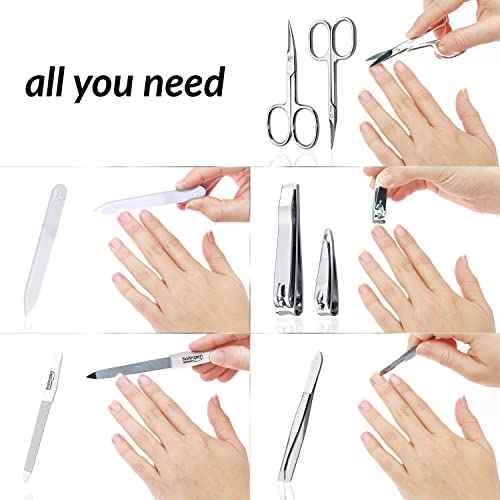 MarQus Manicure Set Men and Women - Nail Care Kit for Men and Women - Solingen Manicure Set made in Germany (except for Czech Glass Nail File and Clippers) - Manicure Kit Solingen