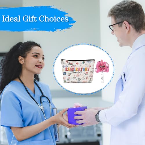 Respiratory Therapist Gifts for Women - Funny Respiratory Therapist Badge Reel, Makeup Bag, RT RRT Gifts for Pulmonary Care Doctor Nurse Graduation Christmas Retirement Present