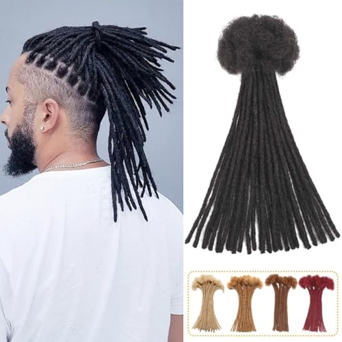 Loc Extensions Human Hair 60 Strands 0.4 cm 10 Inch Dreadlock Extensions Human Hair Loc Extensions Dreads Extensions for Men Women Kids Real Human Hair Locs 1B Natural Black Handmade Permanent Locs