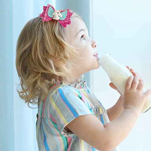 8pcs Unicorn Hair Bows, 3 Inch Glitter Grosgrain Ribbon Bows with Alligator Clips for Toddlers