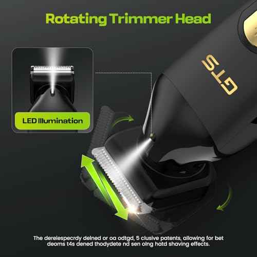 Electric Body Hair Trimmer for Men - Multi-Angle Ceramic Blade with LED Screen & 7000RPM Adjustable Speed, IPX6 Waterproof Pubic/Ball/Groin Shaver Kit, USB/Dock Charging, 90min Runtime, Box