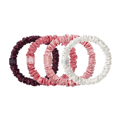 slip Skinny Scrunchies in Candy Cane Ornament Packaging: Anti-Crease, Anti-Breakage Slipsilk¢â Design Protects Delicate Hair | Includes 4 Pure Silk Scrunchies