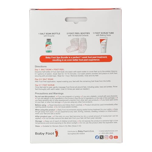 Baby Foot Spa Bundle - Original Exfoliant Foot Peel + Premium Salt Soak and 1 Foot Scrub - Baby Feet Smoothening Foot Peel, Soak and Scrub - Citrus scent - Baby Soft Foot Exfoliation Bundle Set