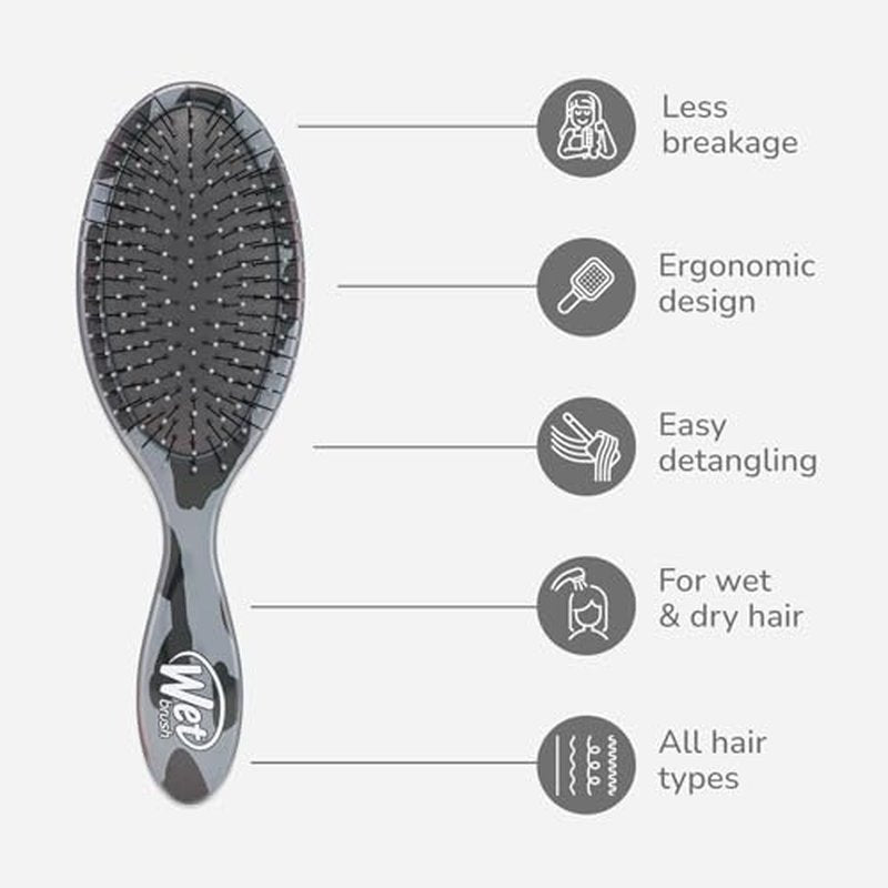 Wet Brush Original Detangler Hair Brush, Dark Gray Leopard (Safari), Ultra-Soft IntelliFlex Bristles, Detangling Bristles Glide Through Tangles (Wet & Dry Hair), Women & Men