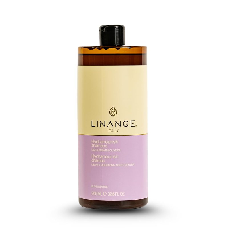 LINANGE Hydranourish Shampoo with Milk, Keratin, and Olive Oil - Hydrating and Nourishing Shampoo for Dry and Frizzy Hair, 965ml / 32.6 oz.