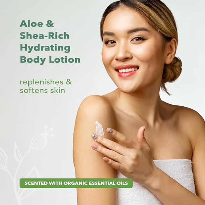 Nourish Organic Body Lotion, Lavender Mint ? Hydrating Body Lotion for Dry Skin with Certified Organic Aloe Vera, Shea Butter, Coconut Oil & Cocoa Butter (8 Oz) + Washable Cotton Round