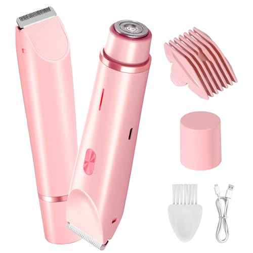 Dermawave Bikini Shaver Trimmer 2.0 for Women Pubic Hair, 2 in 1 Dual Head Painless Electric Razor for Bikini Line Area, Waterproof