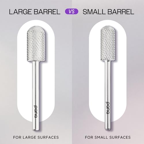 PANA 3/32" Small Smooth Round Top Safety Carbide Nail Drill Bit for Gel Polish & Acrylic Removal Nail Salon Manicure Pedicure Electric File Tools (Small Barrel - Silver, Medium)
