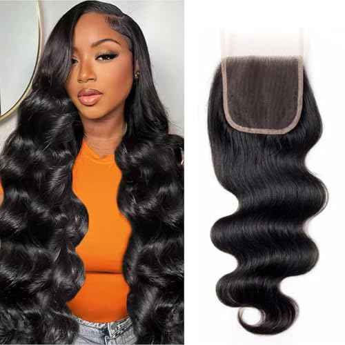 4X4 Body Wave HD Transparent Lace Closure 12 Inch Wet and Wavy 12A Brazilian Virgin Human Hair Lace Closure Natural Black