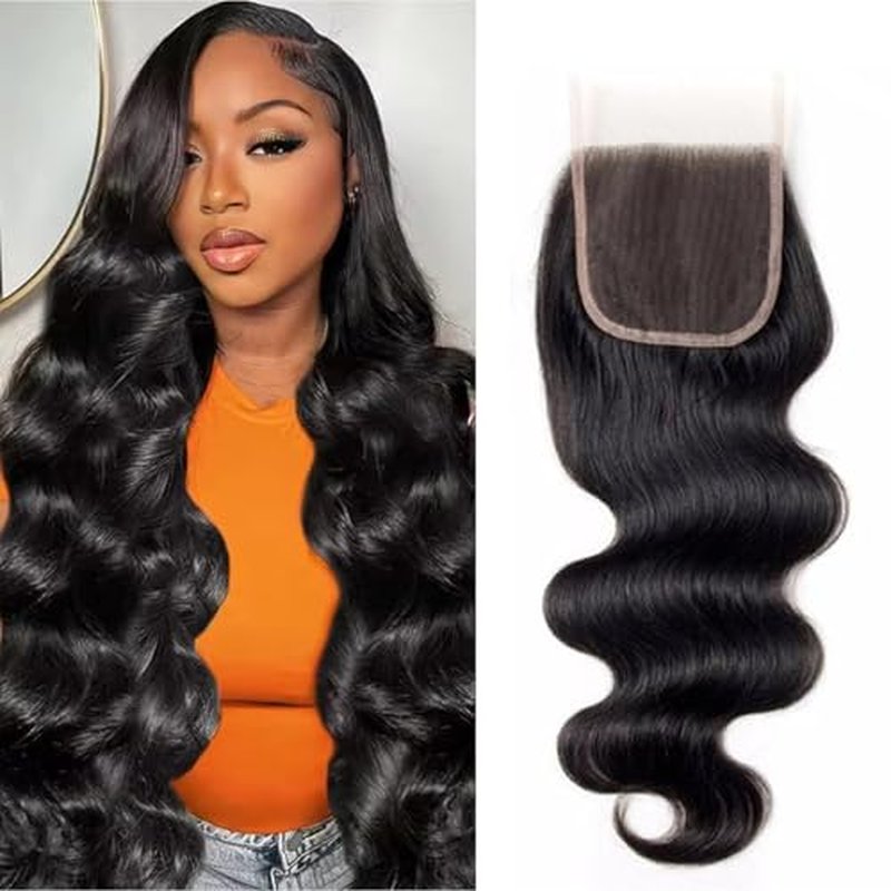 Transparent HD Lace Closure Body Wave Human Hair Closure 4x4 12A Brazilian Virgin Hair Pre Plucked Lace Closure Human Hair Natural Black