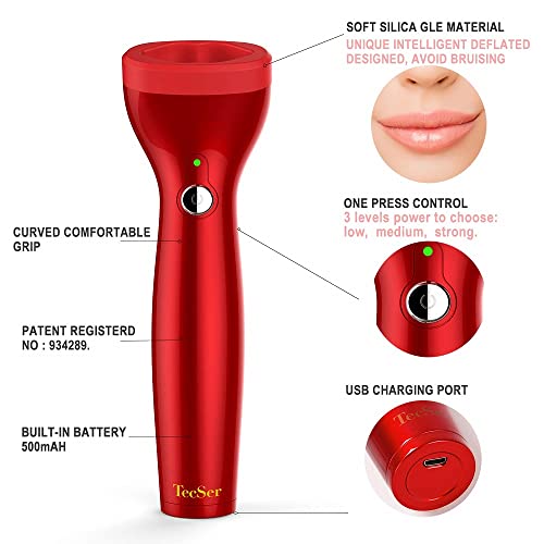 Lip Plumper Tool,CXGTCI Lip Suction Plumper Device Tool,Automatic Lip Plumpers Electric Lip Enhancer Fuller Device 3 Strength USB Charging Lip Thicker Tool