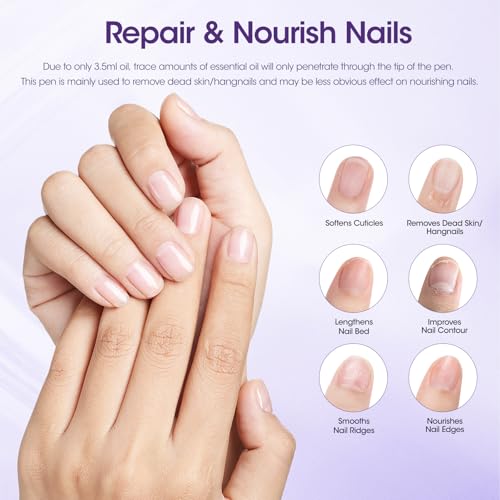 Gellen 4-in-1 Cuticle Pusher Pen with Micro-Dosin Oil, Cuticle Remover & Cuticle Oil in a Pen, Ceramic Nail Pusher Pen for Hangnails & Dry & Damaged Nails, Nail Care Pen for Repair & Nourish Nails