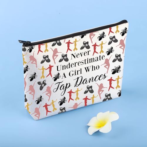 JYTAPP Tap Dance Lover Cosmetic Bag Never Underestimate A Girl Who Tap Dances Tap Dancer Gifts Tap Dance Dancing Gift