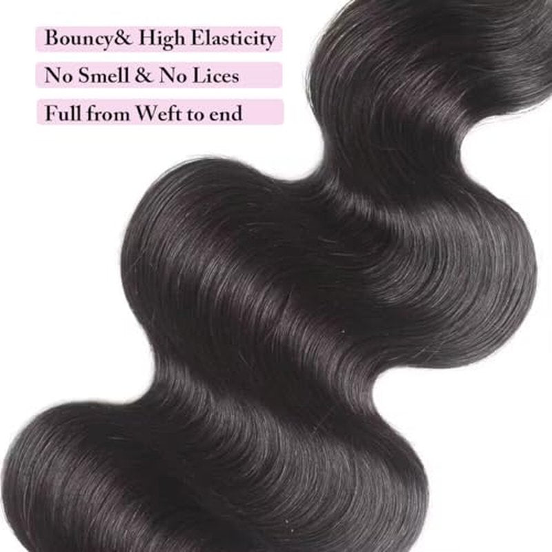 12A Human Hair Bundles 24 24 24 Inch Body Wave Bundle 100% Unprocessed Brazilian Virgin 3 Bundle Human Hair Double Weft Weave Bundle Body Wave Natural Black