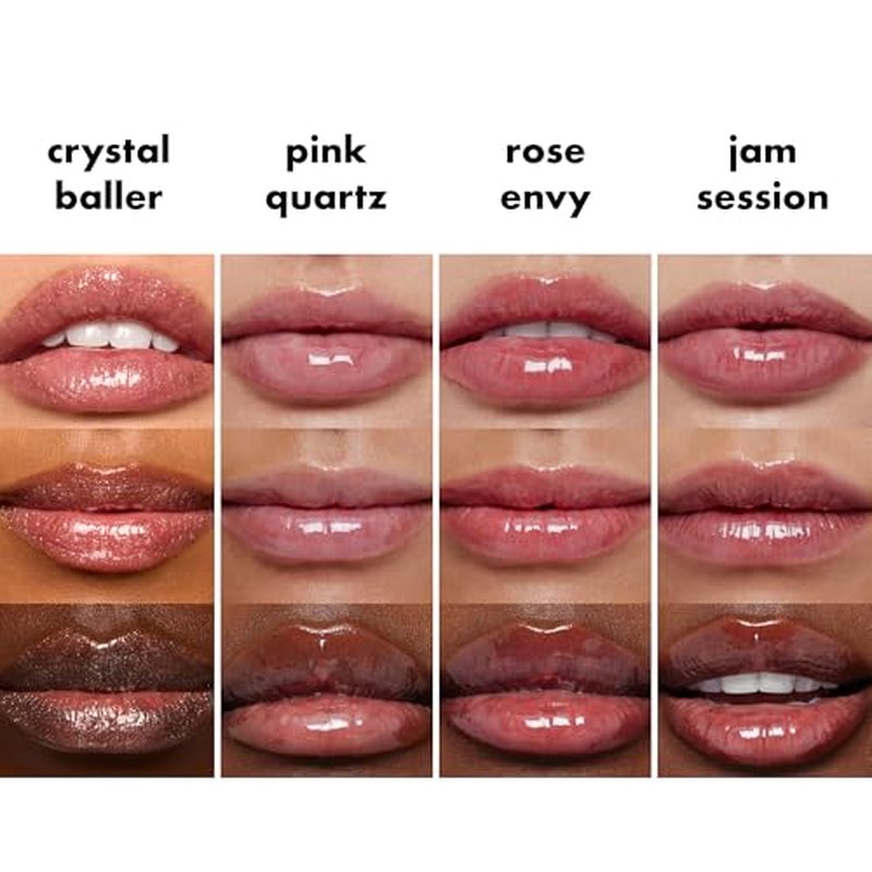 e.l.f. Glow Reviver Quad Goals Lip Oil Kit, Lip Gloss For A High-Gloss Finish & Sheer Wash Of Color, Non-Sticky, Vegan & Cruelty-Free, 4 Glosses