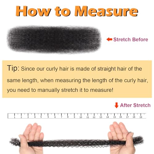 Afro Kinkys Bulk Human Hair 20Inch 60g/pack 100% Natural Black Human Hair For Making Micro Locs, Twists, Braids, Dreadlocks Extensions, Locs Repair, Crochet Braiding Hair