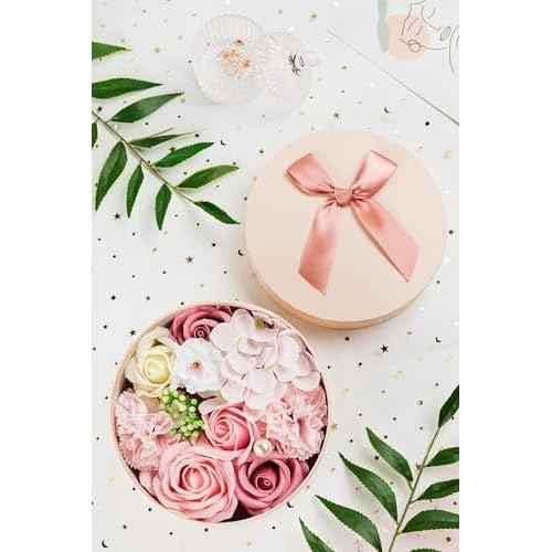 Luxury Beautiful Flora Scented Roses/Carnation Flower Bath Soap with Stem, Flower Soap in Gift Box, Gift for Birthday/Valentine's Day/Mother's Day (Pink)