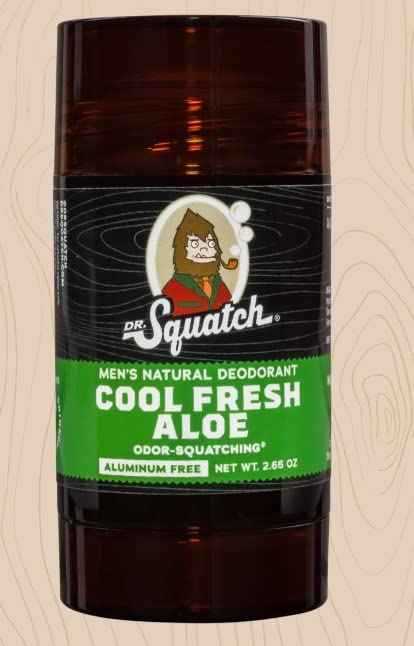Dr. Squatch Natural Deodorant for Men – Odor-Squatching Men's Deodorant Aluminum Free - Cool Fresh Aloe 2.65 oz (1 Pack)