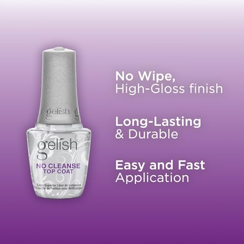 Gelish No-Cleanse Top Coat ? 15ml No Wipe High-Gloss Finish, Durability, Long-Lasting, Easy Application, UV/LED Compatible, Professional Gel Nail Polish Sealer