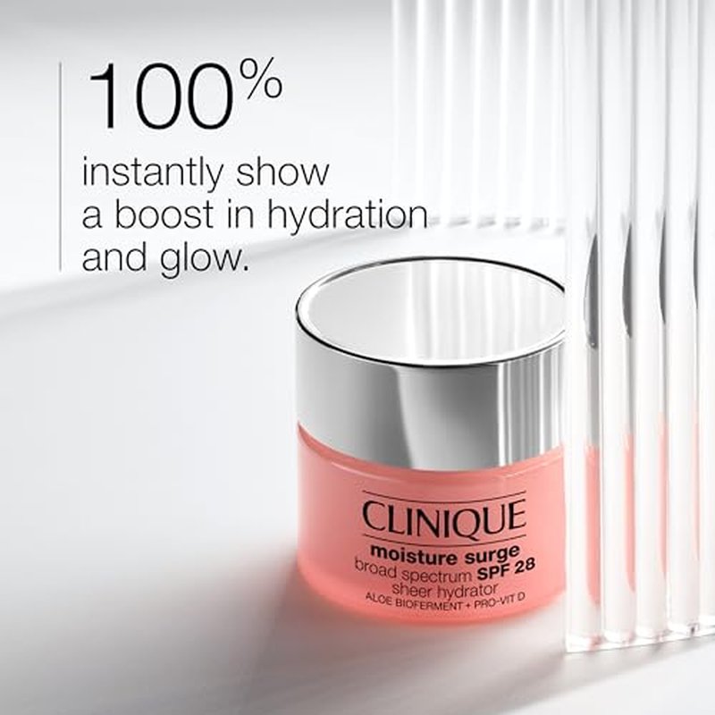 Clinique Moisture Surge Broad Spectrum SPF 28 Sheer Hydrator Face Moisturizer With Hyaluronic Acid, Aloe Bioferment + Provitamin D | Hydrating + Protecting
