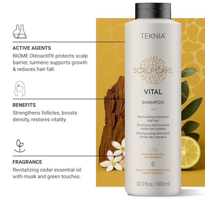LAKM? Teknia Scalp Care Vital Stimulating Shampoo, Anti Hair Loss Shampoo & Scalp Treatment, 33.8 Fl Oz