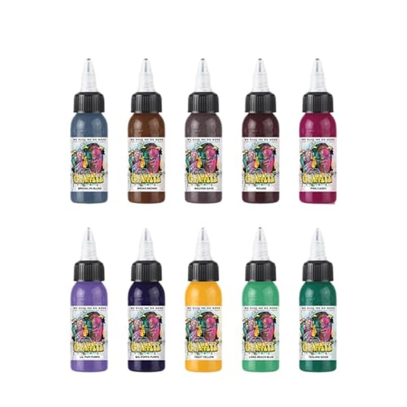 Xtreme Ink 10 Color Kyle Warwick Psychedelic Graffiti Set, UV-Free Brilliance, Ethical, Water-Based, Vegan, and Safe (Set of 10, 1 oz)