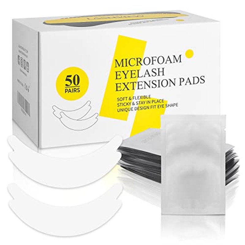 LASHVIEW 50 Pairs Eye Pads,Under Eye Pads for Eyelash Extension,Microfoam Eye Pads,Natural NO Hydrogel,Lash Extension Lint Free,Fit Most Eye Shape, Stick Well,Hypoallergenic,Waterproof
