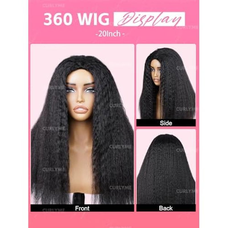 Curlyme Drawstring Half Wig Kinky Straight Flip Over Wig Human Hair No Lace Glueless Drawstring Invisible Hairline Beginner Friendly Wear Go For Women Clip In 195% Density 18 Inch