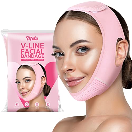 Meto Reusable Face Slimming Strap, V Line Mask, Double Chin Reducer, Chin Up Patch, Face Lift Tape, Chin Strap, V Shaped Belt, V Shaped Slimming Face Mask to Prevent Sagging