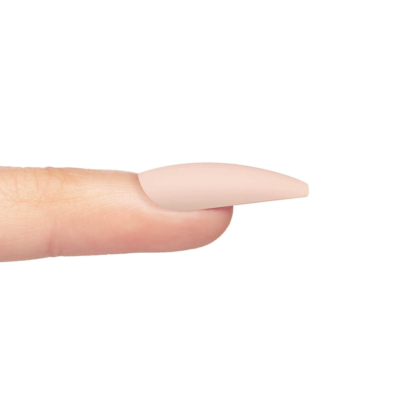 KISS Gel Fantasy Press-On Nails - Beige Coffin Shape, Long Size | Includes 28 Nails & Nail Glue