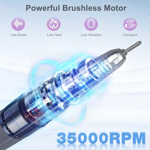Nail Drill Handpiece for UP200 Machine, HoMove 35000RPM Professional Electric Nail File Handle Replacement 3 Pins, Low Noise and Comfortable (Only Handpiece)