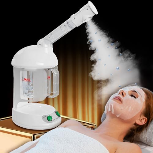 Easy to Clean Facial Steamer, Portable Nano Ionic Face Steamer for Facial Deep Cleaning, with 360¡Æ Rotating Arm, 300ML Large Capacity, with Aromatherapy Diffuser, Warm Mist