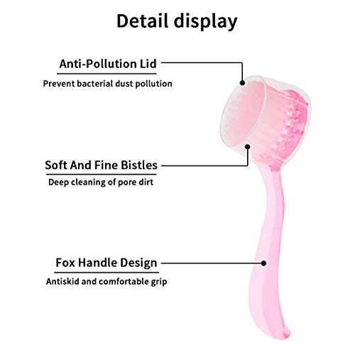 4 Colors Facial Cleansing Brush, Beomeen Face Scrubber Exfoliating Brush Face Wash Scrub Exfoliator for Skin Care, Makeup Removal (Blue, Pink, Purple, Clear)