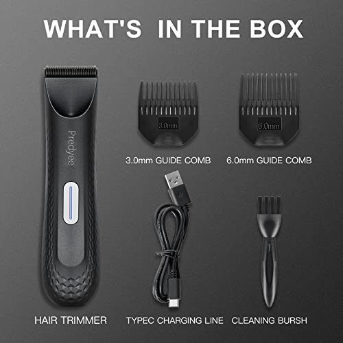 Manscape Trimmer for Men - IPX7 Waterproof Ball/Body Trimmer w/LED Light & Ceramic Blade, 120Min Groomer for Pubic/Groin/Chest, USB-C Fast Charge, No Nicks, Gifts for Him Dad Husband