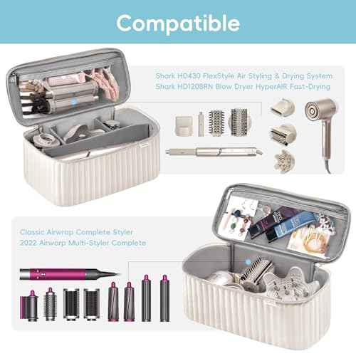 Travel Carrying Case for Hair Dryer Shark Flexstyle Dyson Airwrap Brush Hair Accessories Tools Storage Bag for Revlon Hairdryer Styler Organizer (Beige)