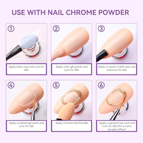 Makartt 3D Gel Nail Art: Clear 3D Painting Gels for Chrome Powder, 3D Sculpting No Wipe for Gel Nail Polish, 3D Carving Drawing Gels for Nails Art at Home & Salon DIY 0.28 fl.oz