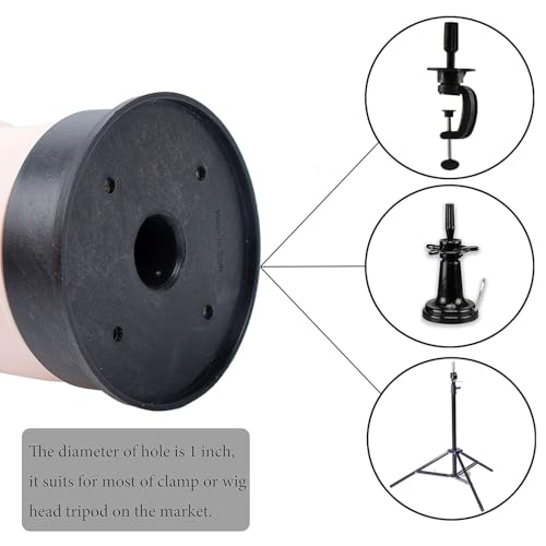 22 Inch Pink Canvas Wig Head with Stand Cork Canvas Mannequin Head with Wig Head Stand Manikin Head Block Set for Wigs Trimming Making Display with T Pins Set