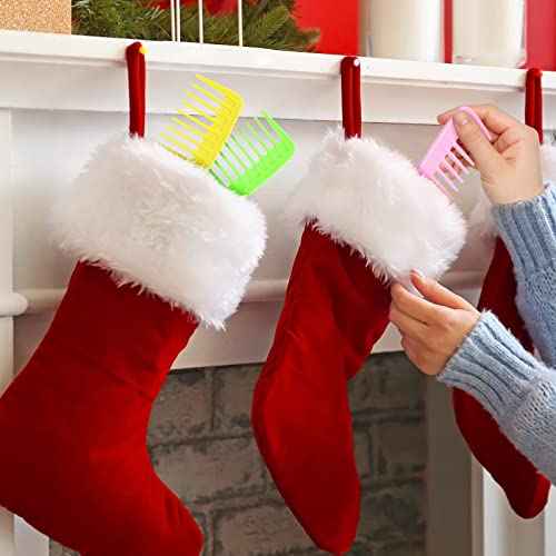 Vesici 100 Pieces Colorful Wide Tooth Comb Bulk Detangling Pocket Comb with Round Handle for Barber Charity Hotel Christmas Gifts Flat Hair Long Curly Wet Hair Cutting, 5 Colors