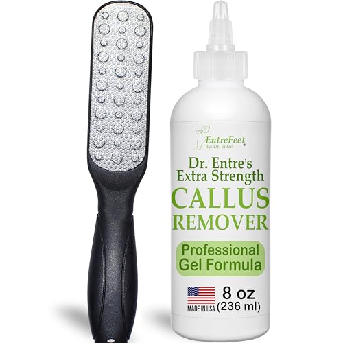 Callus Remover Gel & Double-Sided Foot File: 8 oz Extra Strength Callus Remover for Feet, Foot Callus Remover Care, Pedicure Tools Supplies, Spa Kit, Dead Skin Scrubber