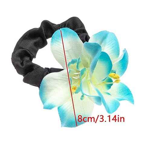 5pcs Pretty Colored Elastic Flower Hair Scrunchies Hair Ties with Bauhinia Flowers Deco Ponytail Hairball Hair Scrunchies for Girls Women