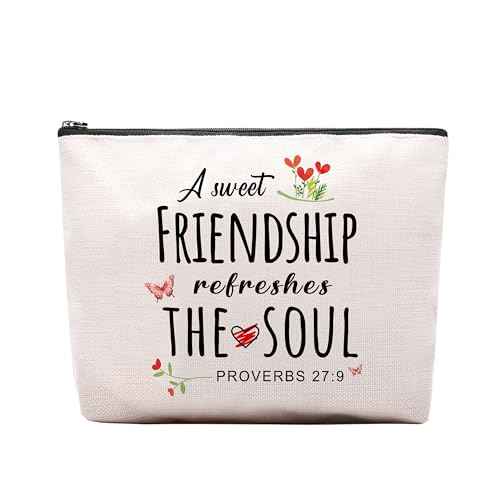 Christian Gifts for Women Friends Makeup Bag, Christian Secret Sister Birthday Gift for Best Friends, Friendship Gifts for women, Christian Gift Cosmetic Bag