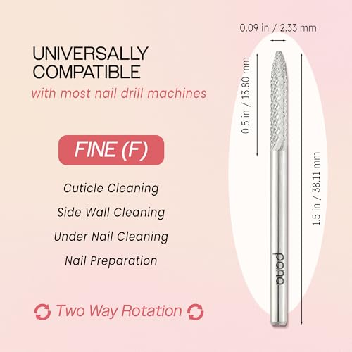 Pana 3/32" Under Nail Cleaner Safety Nail Carbide Bit - For Electric Dremel Drill Machine (Fine, Silver)