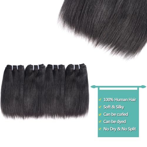 12A Straight Human Hair Bundles (12 12 14 14 Inches, 4 Bundles) 100% Unprocessed Brazilian Virgin Hair for Women Natural Black Hair Weave