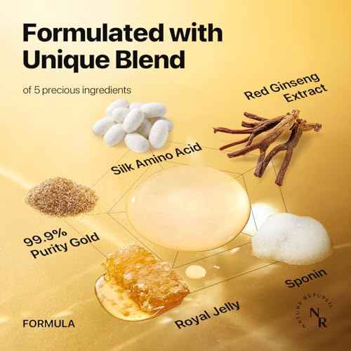Nature Republic Ginseng Gold Silk Facial Toner, Hydrating Glow Toner, Niacinamide & Silk Amino Acid, Royal Jelly Extract, Holiday Gifts, Korean Skin Care for All Skin Types 130 ml / 4.39 Fl. oz.
