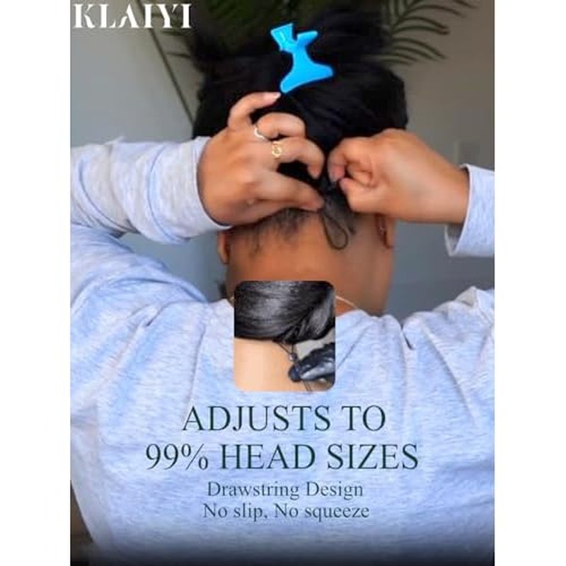 KLAIYI Bob Wig Human Hair Bye Bye Knots Glueless Wear and Go Wig with Drawstring Pre Cut 7x5 Lace Front Pre Plucked Bleached Short Straight Put on Go Beginner Wigs 3S Ready to Go Pre Everything 10Inch