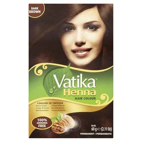 Dabur Henna Hair Color - Dark Brown, Henna Hair Dye and Conditioner, Ammonia Free, 100% Grey Coverage, 6 Sachets X 10g