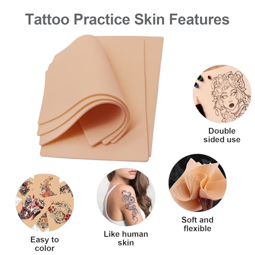 3MM Fake Skin - 20Pcs Tattoo Skin 6¡¿8" Blank Tattoo Practice Skins Double Sides Piel Sint?tica Para Tatuar Microblading Eyebrow Practice Skins for Tattooing Supplies Beginner Experienced Artist