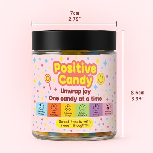 Positive Messages in Candy, Unique Gifts for Women, Positive Affirmations Cards, Christmas Gift for Teen Girls, Self Care Gifts, Motivational Gift, Affirmation Jar