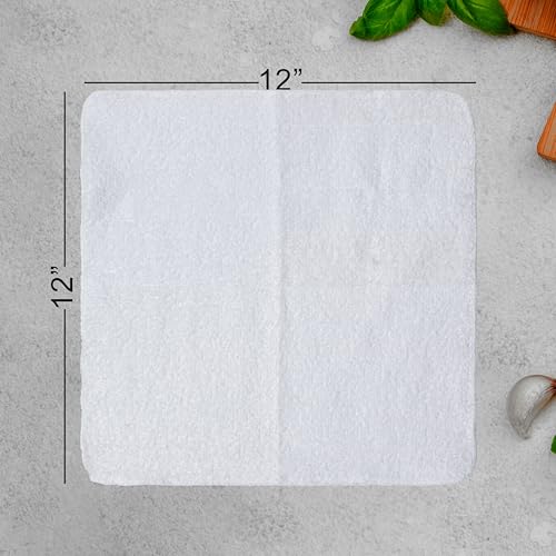 Textila Terry Wash Cloths ? Pack of 10, White, 12x12 Inches ? Soft, Absorbent & Multipurpose Cotton Washcloths for Face, Hand, Bath, Kitchen, Spa, Gym & Hotel Use